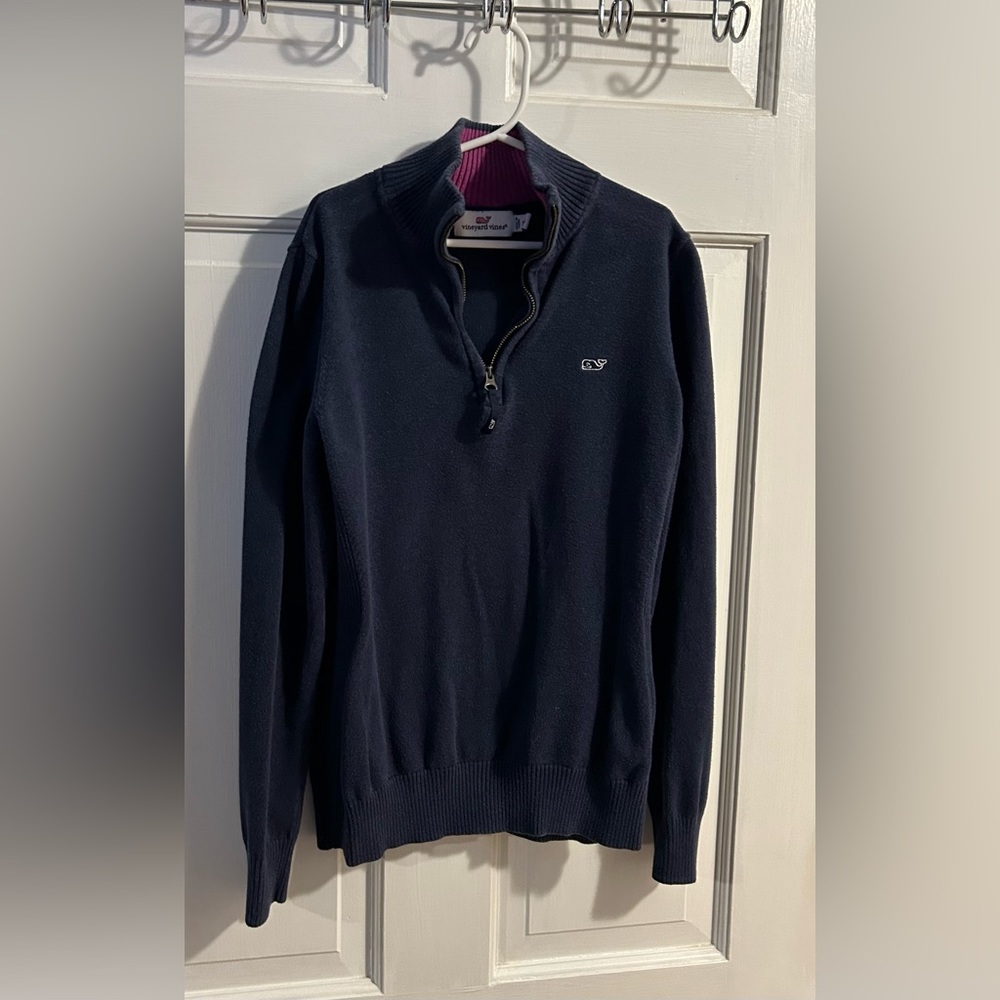 Vineyard vines womens navy sweater quarter zip, size xxs.